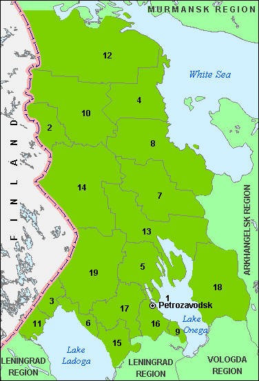 Republic of Karelia's districts