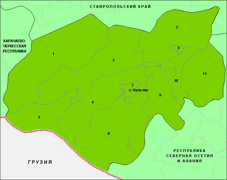 Районы Республики Кабардино-Балкария